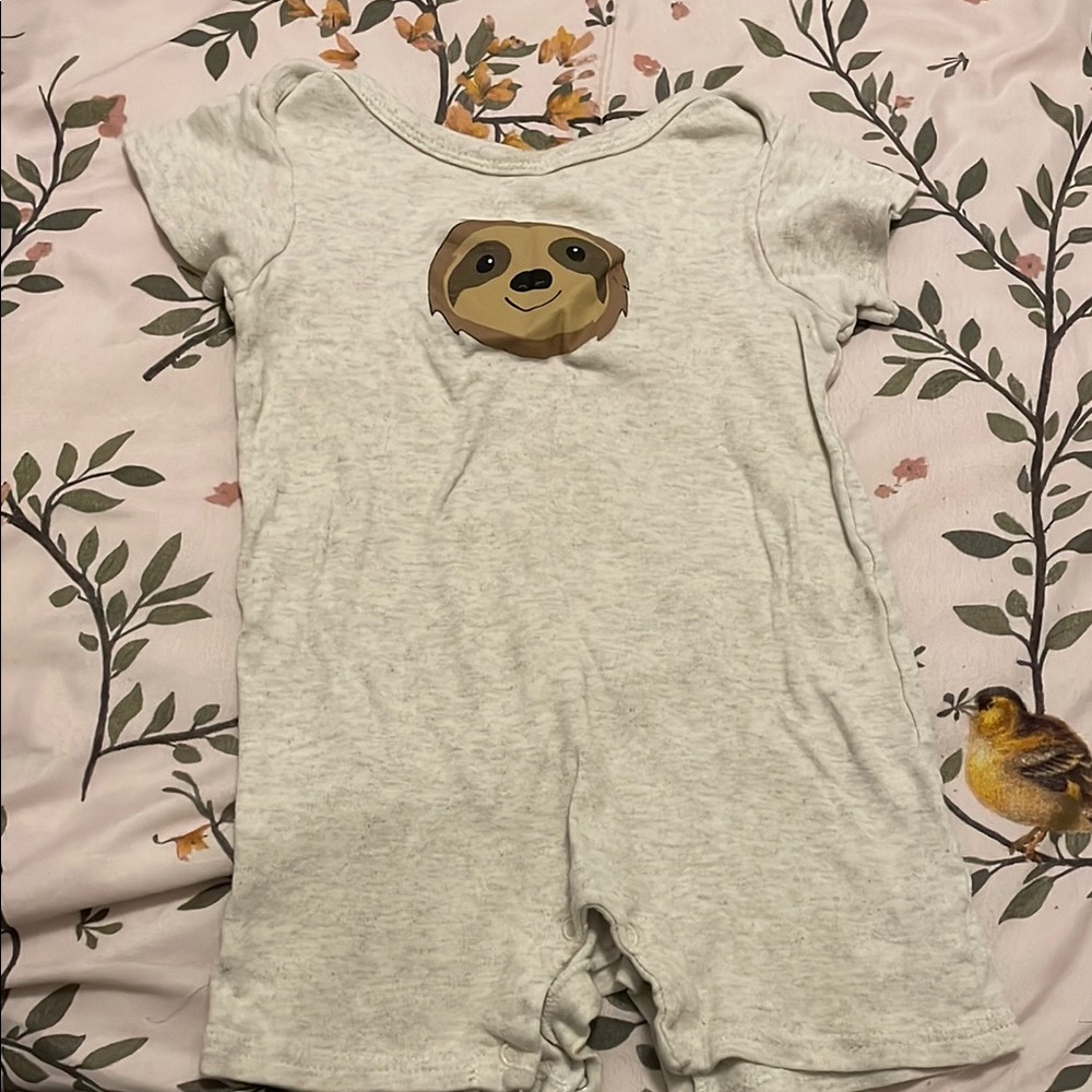 HBCali Gray Knit Bodysuit with Sloth Design